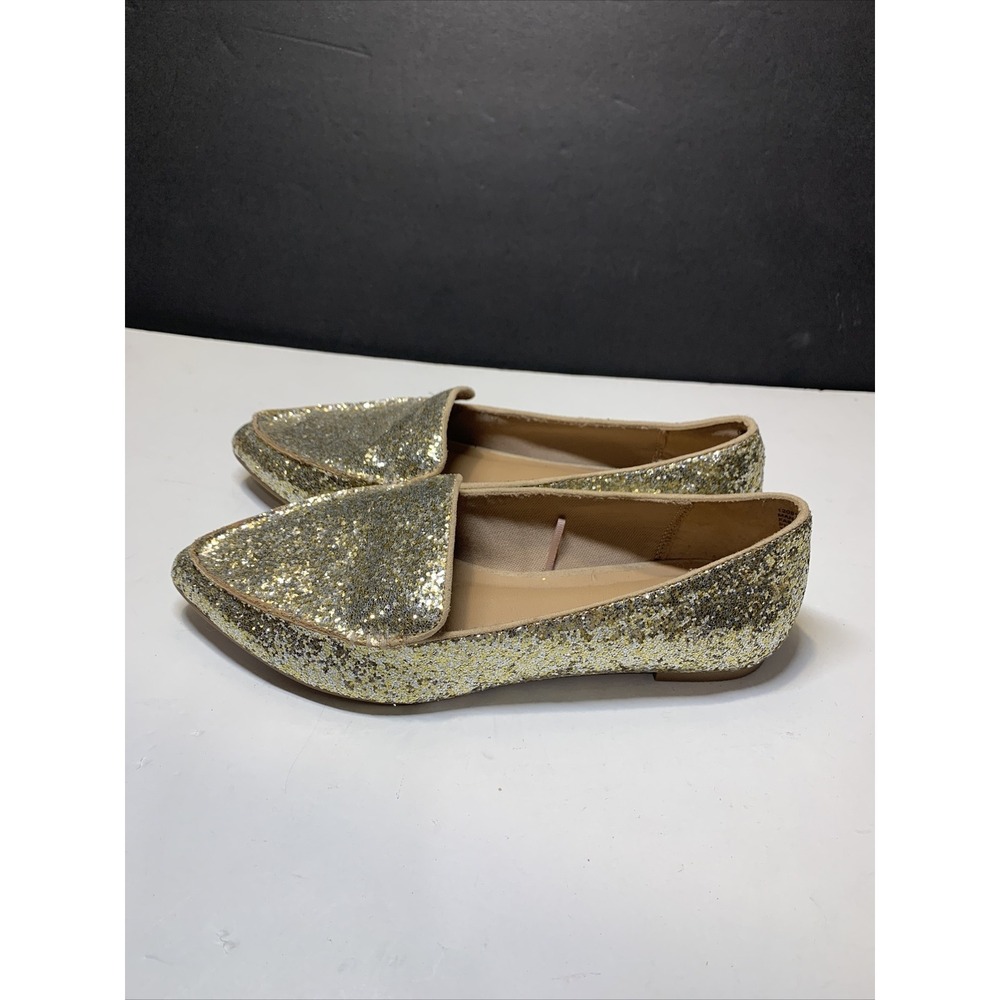 Torrid‎ Womens Genie Gold Glitter Pointed Loafers Flat Shoes 7 Wide Casual Style